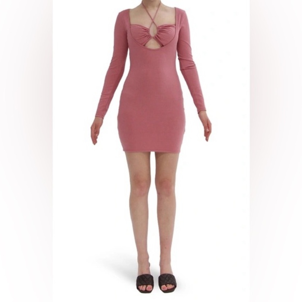 Lush Front Tie Cutout Bodycon Dress